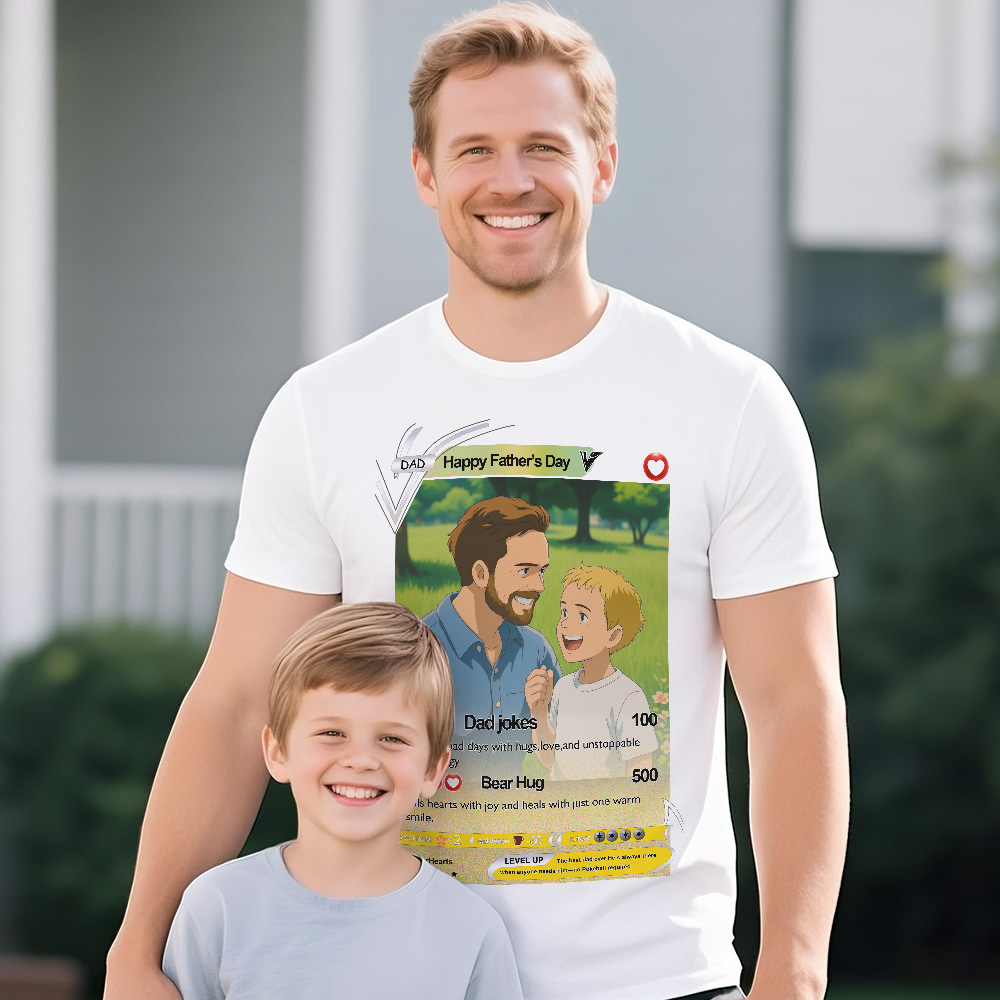 Custom Fathers Day Photo Vintage T-shirts Face T Shirt Personalized Gift for Dad