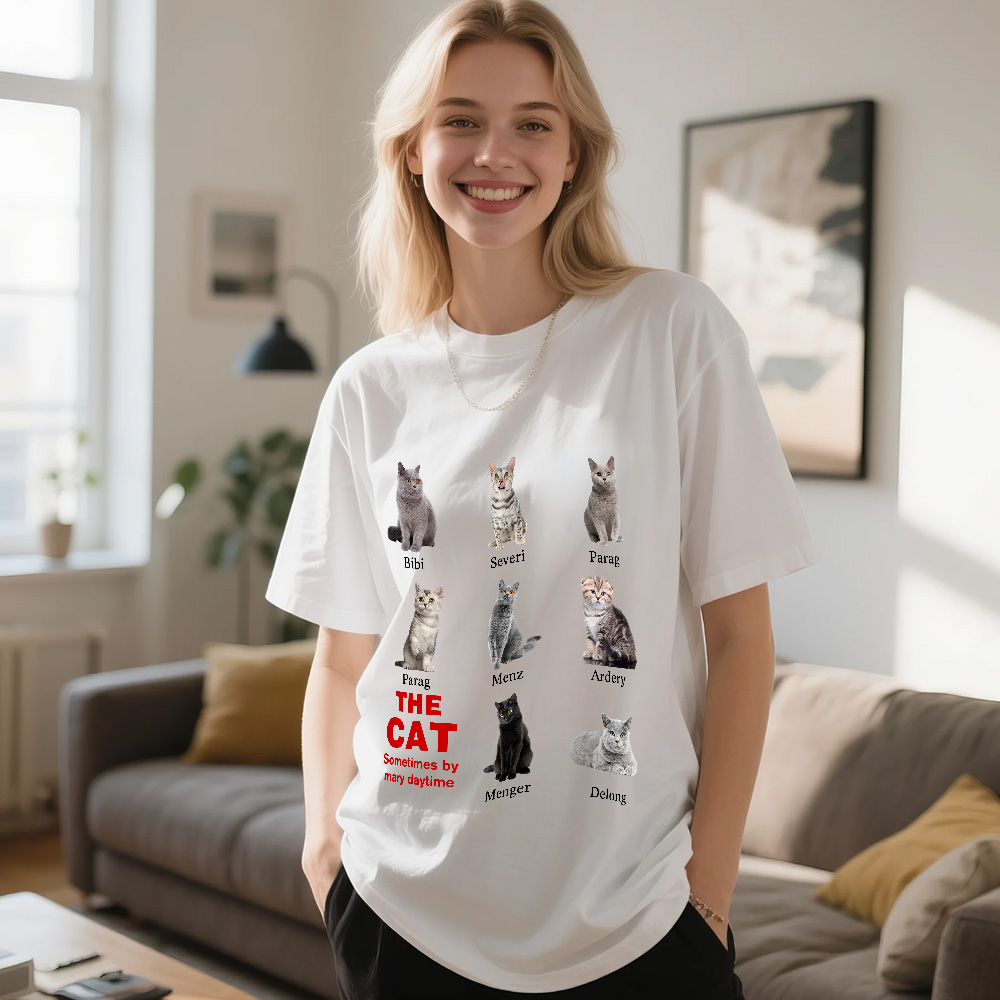 Personalized Cat Lover T-Shirt  Add Your Cat Picture and Name Cute Gift for Pet Owners