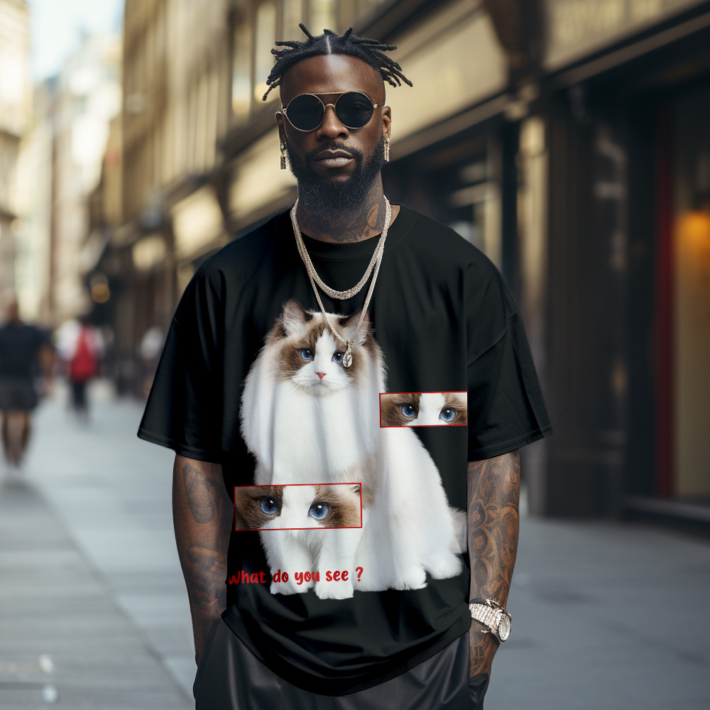 Personalized Cat Lover T-Shirt  Add Your Cat Picture and Name Cute Gift for Pet Owners - SantaSocks
