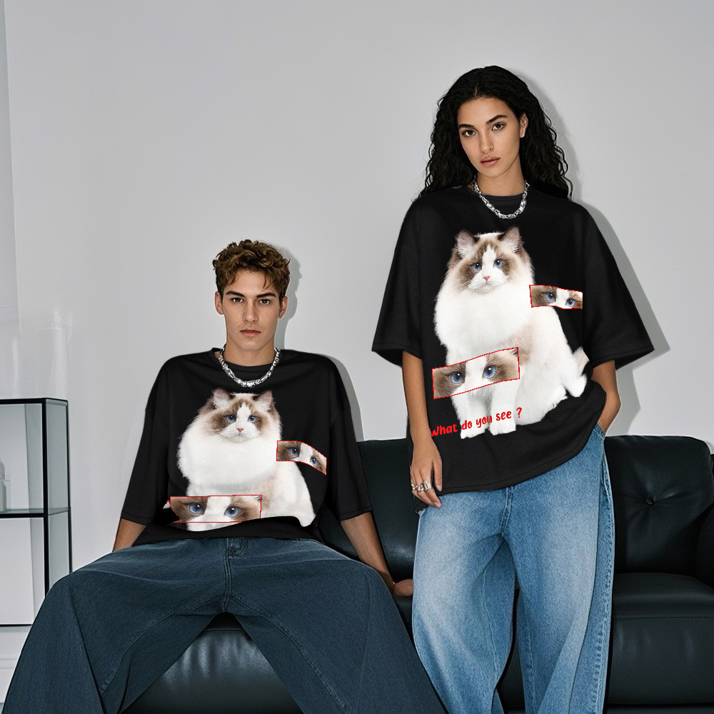 Personalized Cat Lover T-Shirt  Add Your Cat Picture and Name Cute Gift for Pet Owners - SantaSocks