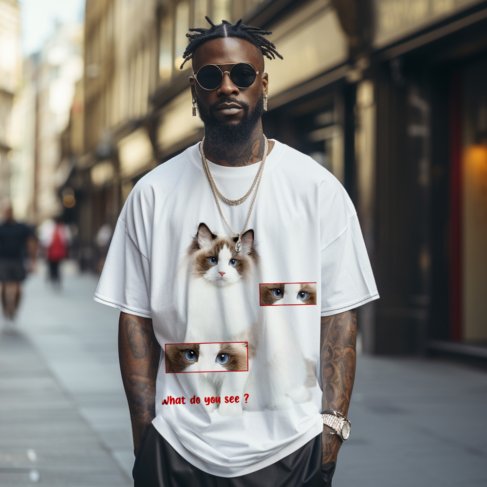 Personalized Cat Lover T-Shirt  Add Your Cat Picture and Name Cute Gift for Pet Owners - SantaSocks