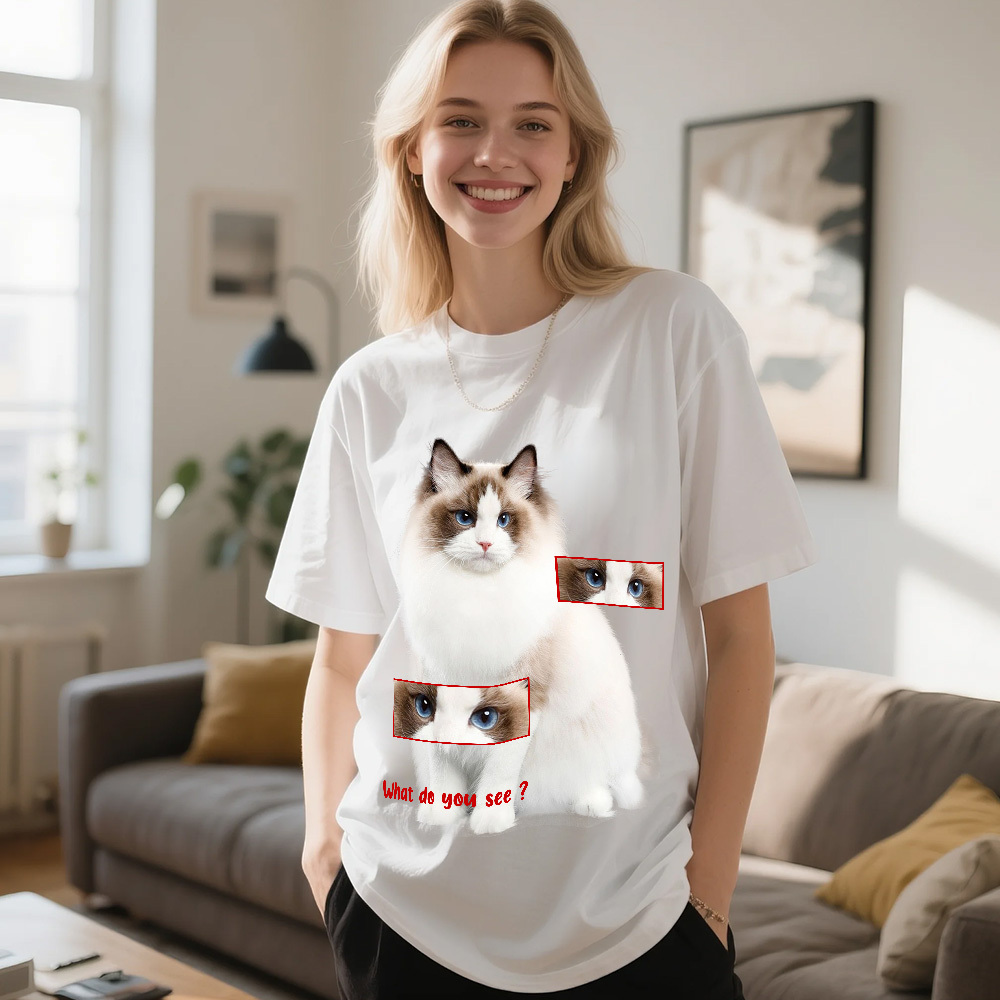 Personalized Cat Lover T-Shirt  Add Your Cat Picture and Name Cute Gift for Pet Owners - SantaSocks