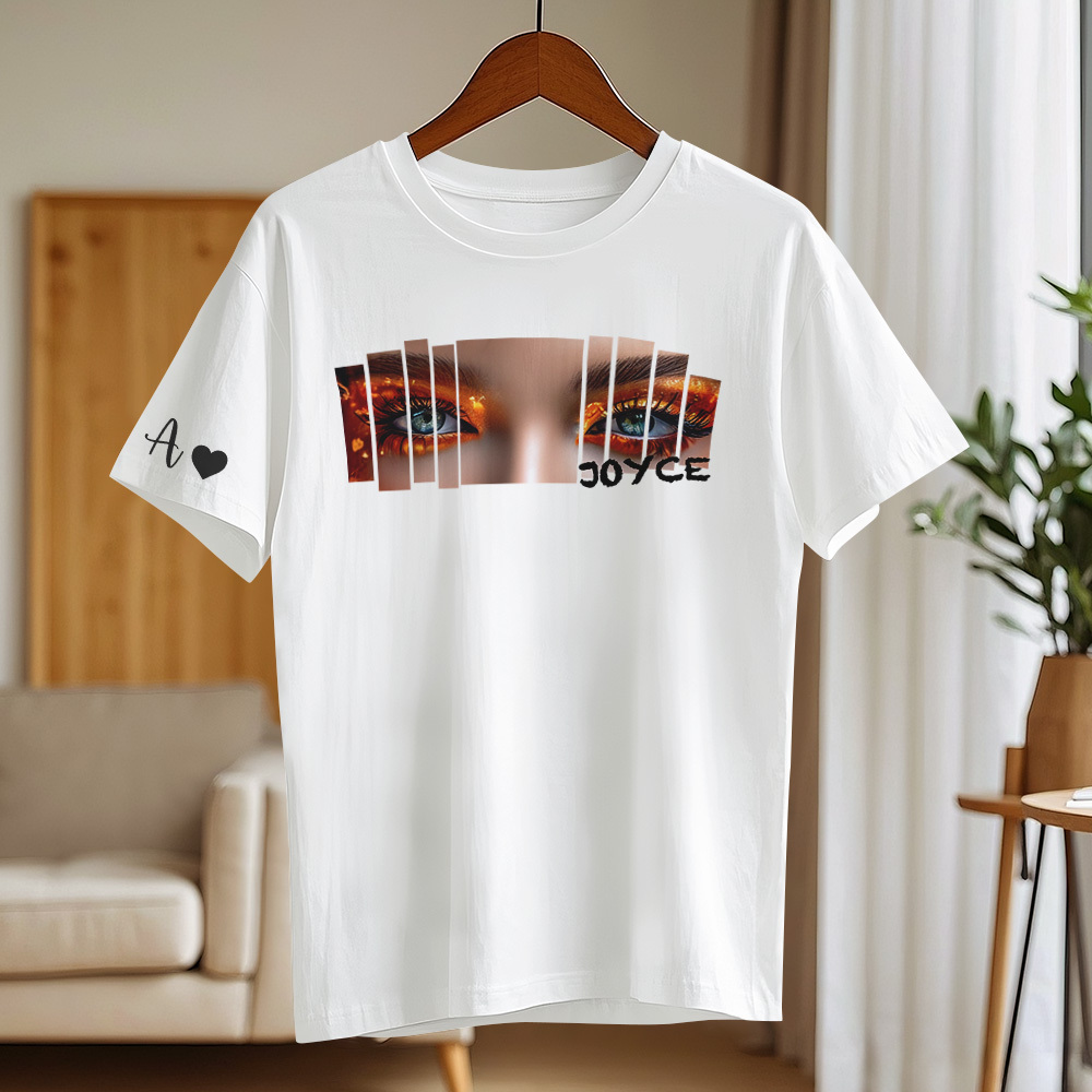 Custom Eyes Shirt Girlfriend Eyes Tee Personalized Photo and Name - SantaSocks