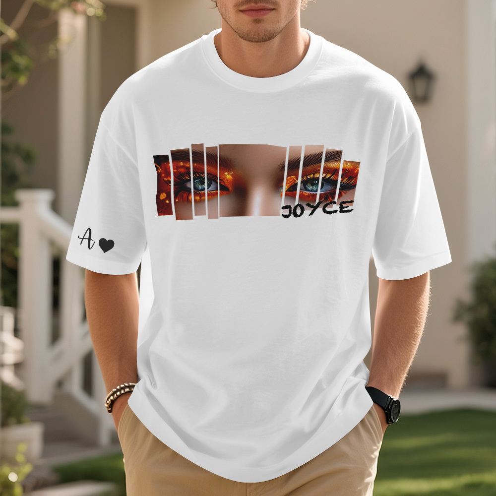 Custom Eyes Shirt Girlfriend Eyes Tee Personalized Photo and Name - SantaSocks