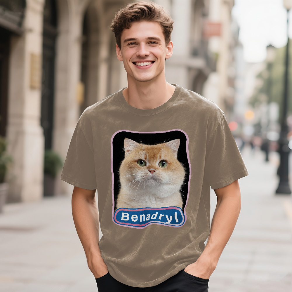 Custom Photo Vintage Certified Freak Funny Cat Meme T-Shirt Vintage Kitty Graphic Tee Retro Washed Cat Lover Shirt Funny Pet Humor Gift Unisex 90s Cat Top
