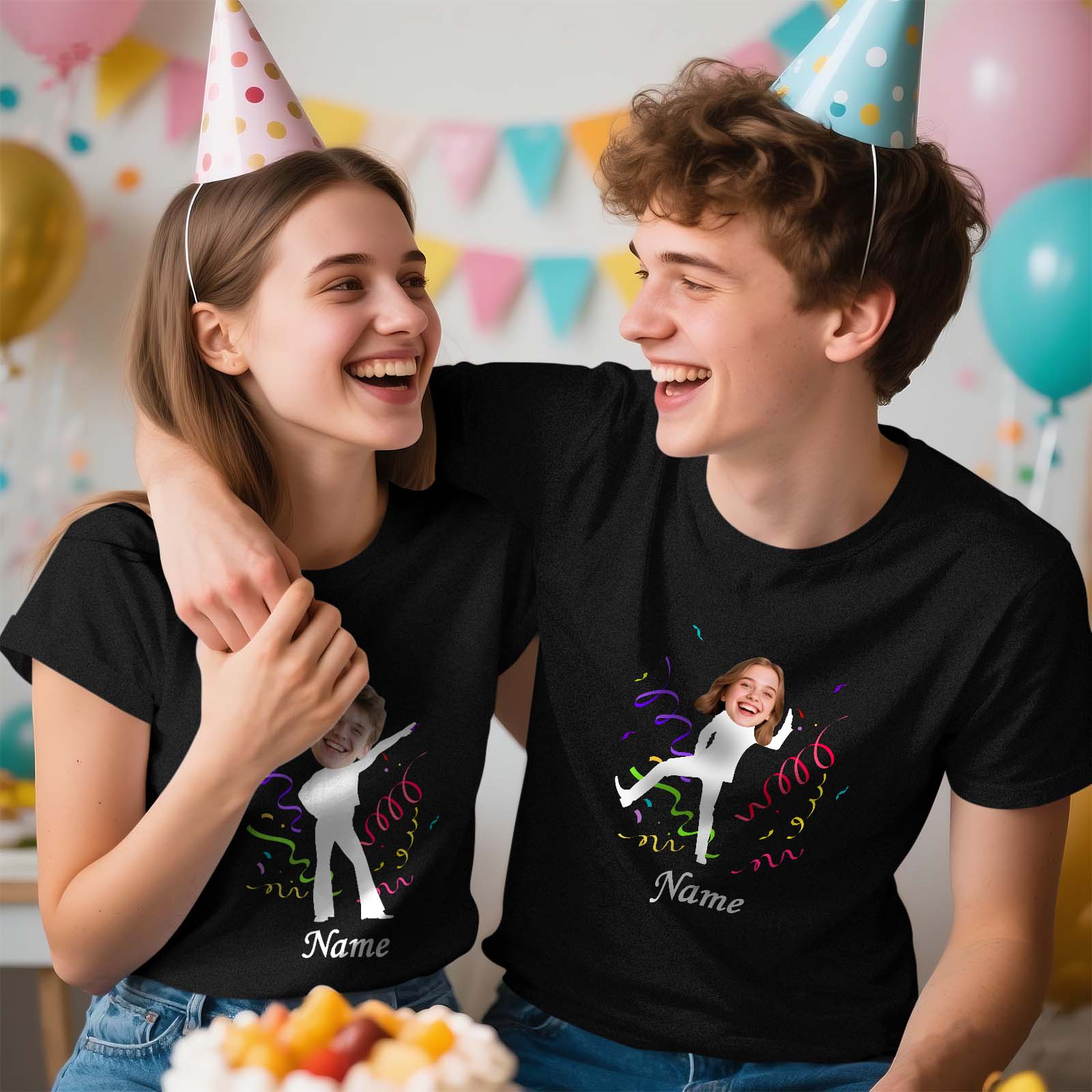 Custom Face Stick Figures White Birthday Shirt Photo Shirt Birthday Party Group Shirt Funny Shirt Gift