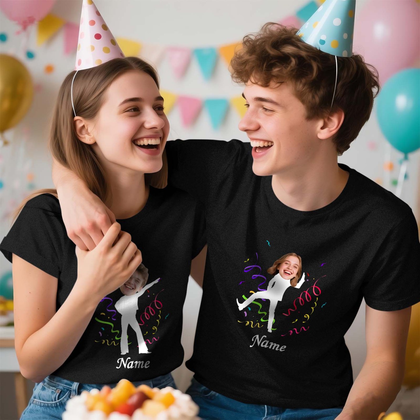 Custom Face Stick Figures White Birthday Shirt Photo Shirt Birthday Party Group Shirt Funny Shirt Gift - SantaSocks