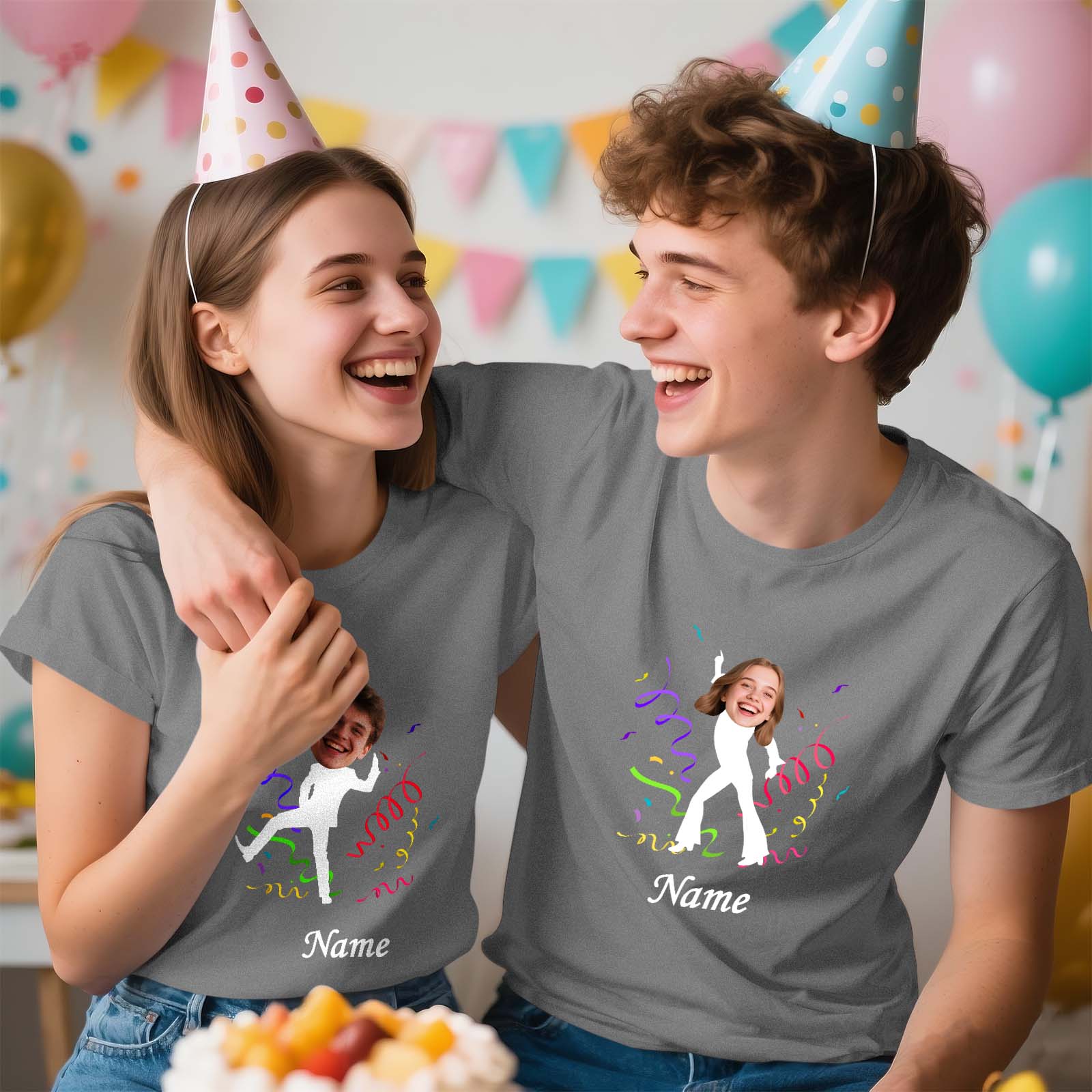 Custom Face Stick Figures Grey Birthday Shirt Photo Shirt Birthday Party Group Shirt Funny Shirt Gift