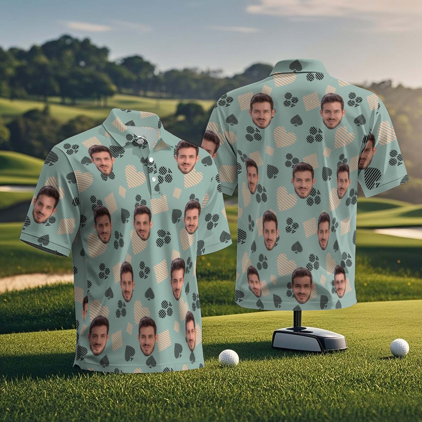 Custom Polo Shirt Personalized Poker Flush  Funny Golf Shirts with Faces Or Logos Gift