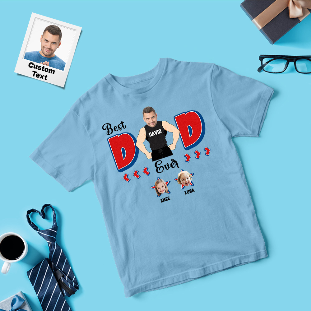 Personalized Muscle Dad Shirt Father's Day Shirt Custom Photo Tshirt Gift Happy Fathers Day Gift - SantaSocks