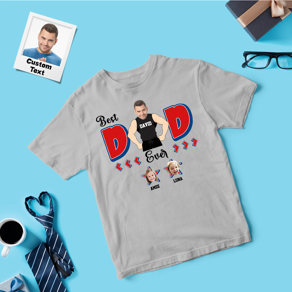 Personalized Muscle Dad Shirt Father's Day Shirt Custom Photo Tshirt Gift Happy Fathers Day Gift - SantaSocks