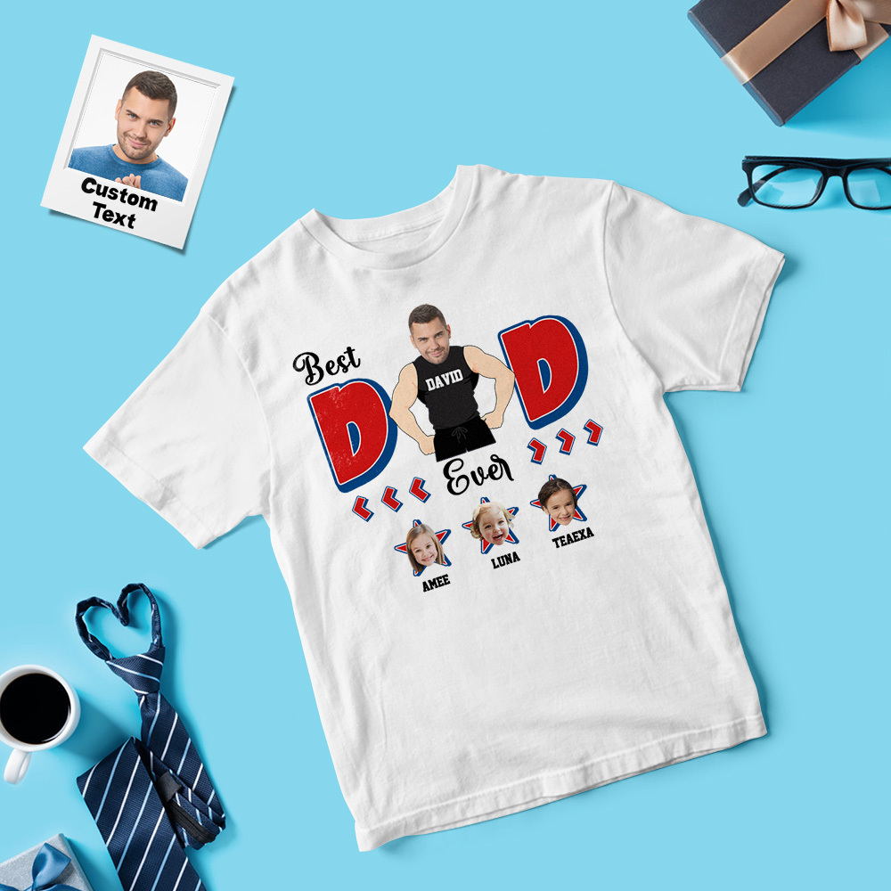 Personalized Muscle Dad Shirt Father's Day Shirt Custom Photo Tshirt Gift Happy Fathers Day Gift - SantaSocks