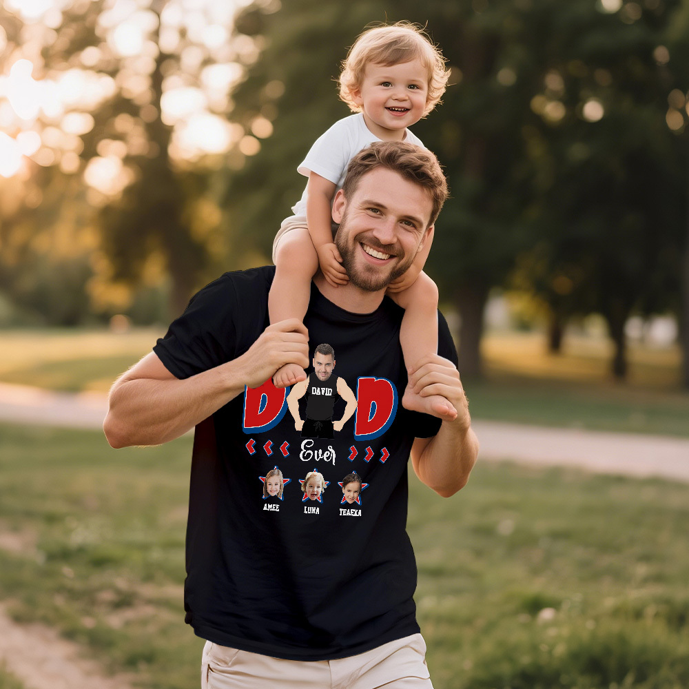 Personalized Muscle Dad Shirt Father's Day Shirt Custom Photo Tshirt Gift Happy Fathers Day Gift - SantaSocks