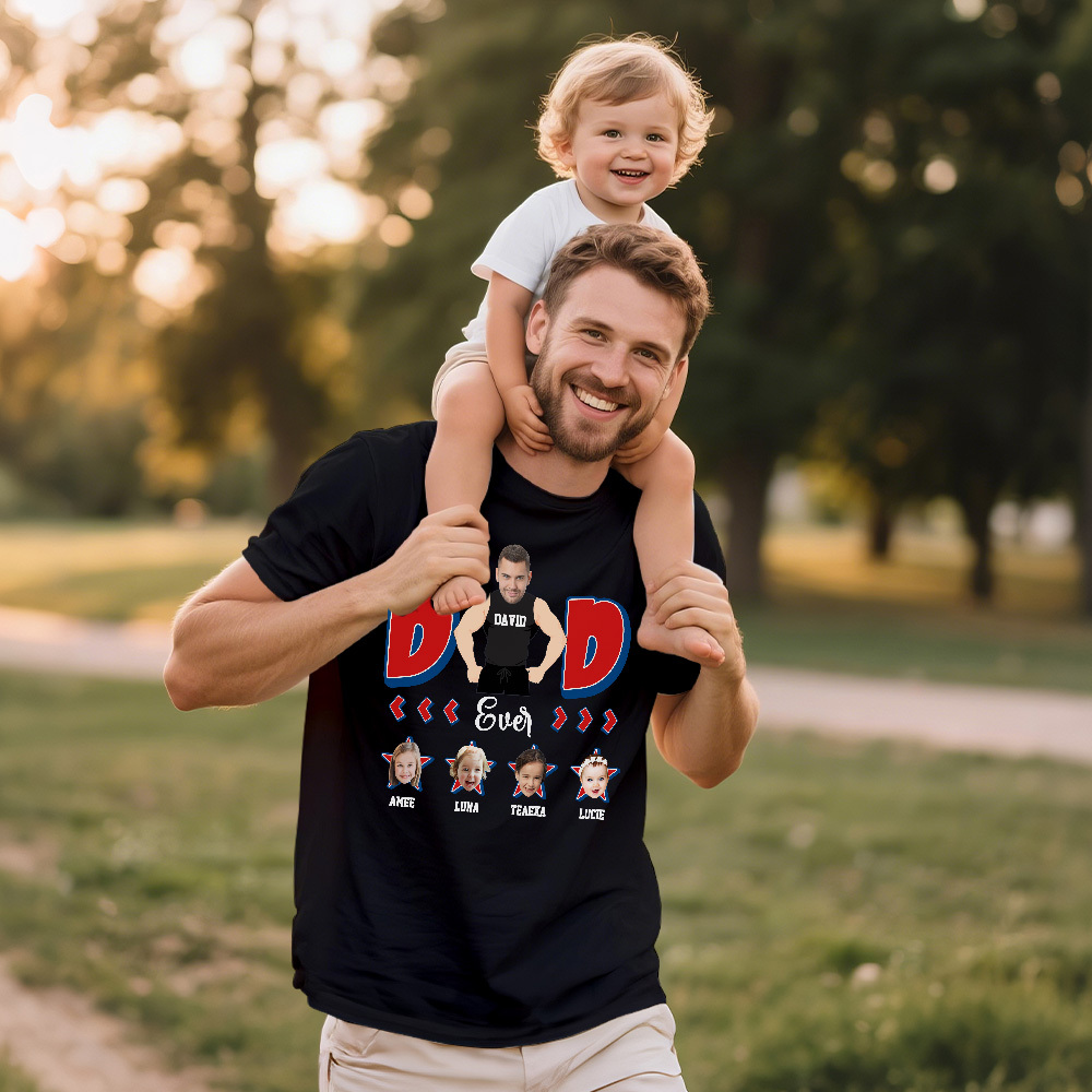 Personalized Muscle Dad Shirt Father's Day Shirt Custom Photo Tshirt Gift Happy Fathers Day Gift - SantaSocks