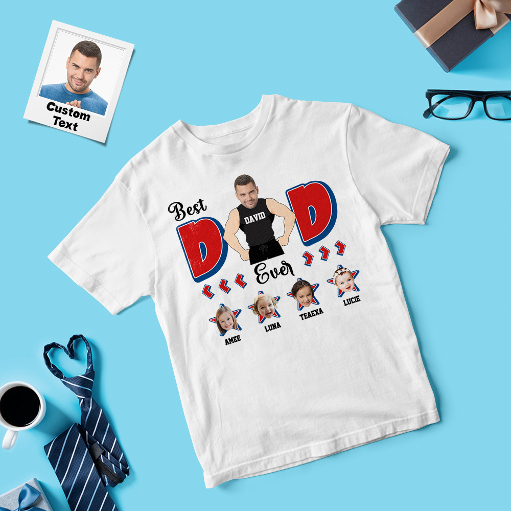 Personalized Muscle Dad Shirt Father's Day Shirt Custom Photo Tshirt Gift Happy Fathers Day Gift - SantaSocks