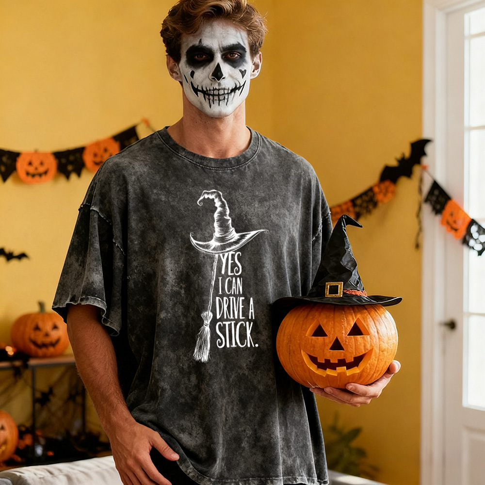Yes I Can Drive A Stick T Shirt, Funny Halloween Witch Tee, Spooky Party Shirt, Cute Halloween Gift Top, Witchy Costume Outfit Gift