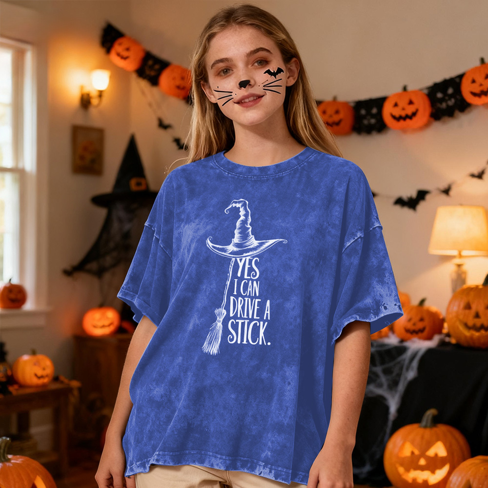 Yes I Can Drive A Stick T Shirt, Funny Halloween Witch Tee, Spooky Party Shirt, Cute Halloween Gift Top, Witchy Costume Outfit Gift