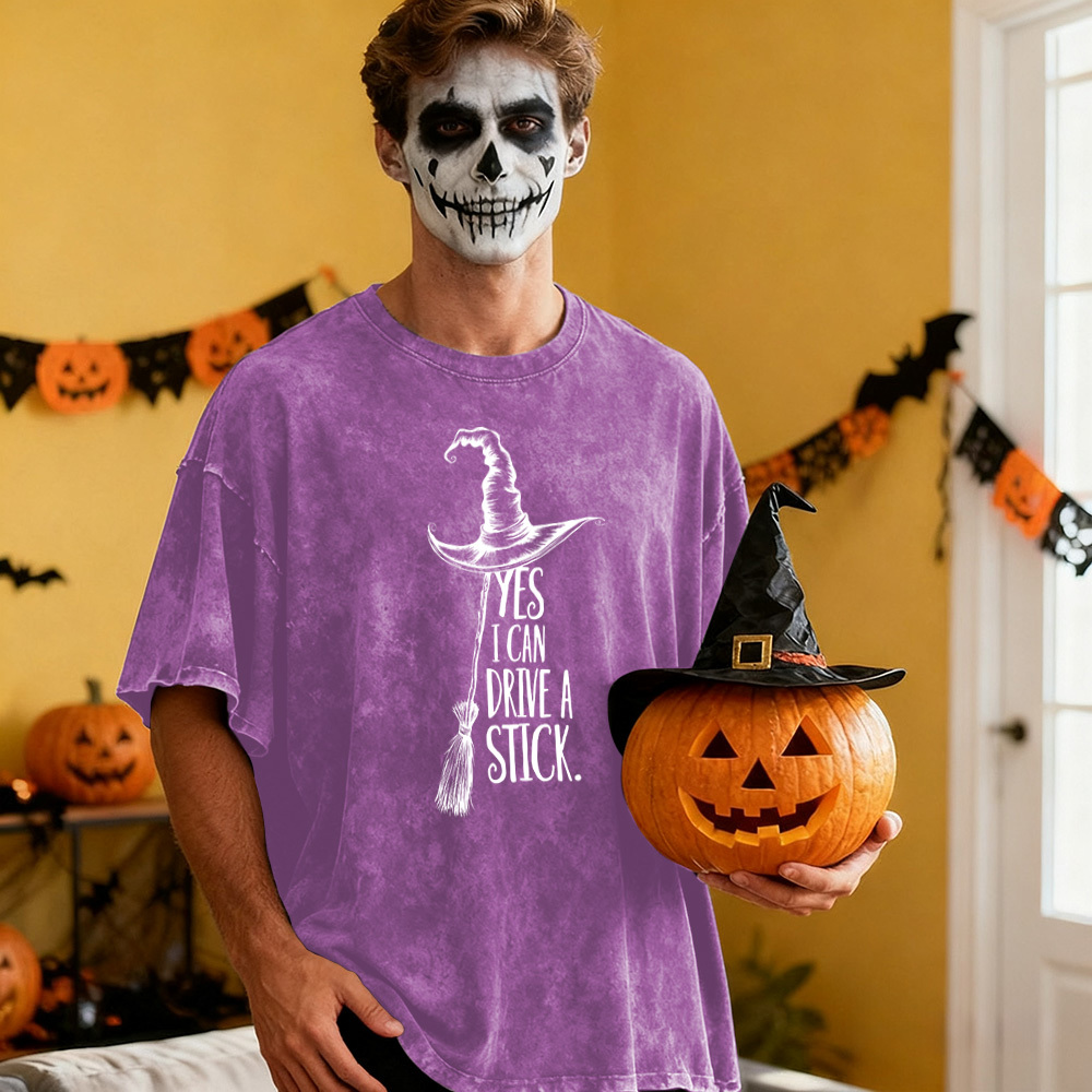 Yes I Can Drive A Stick T Shirt, Funny Halloween Witch Tee, Spooky Party Shirt, Cute Halloween Gift Top, Witchy Costume Outfit Gift
