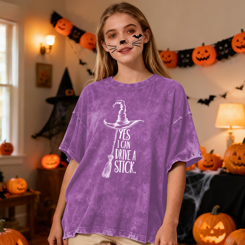 Yes I Can Drive A Stick T Shirt, Funny Halloween Witch Tee, Spooky Party Shirt, Cute Halloween Gift Top, Witchy Costume Outfit Gift
