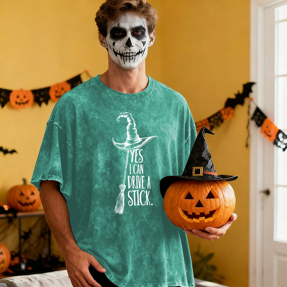 Yes I Can Drive A Stick T Shirt, Funny Halloween Witch Tee, Spooky Party Shirt, Cute Halloween Gift Top, Witchy Costume Outfit Gift