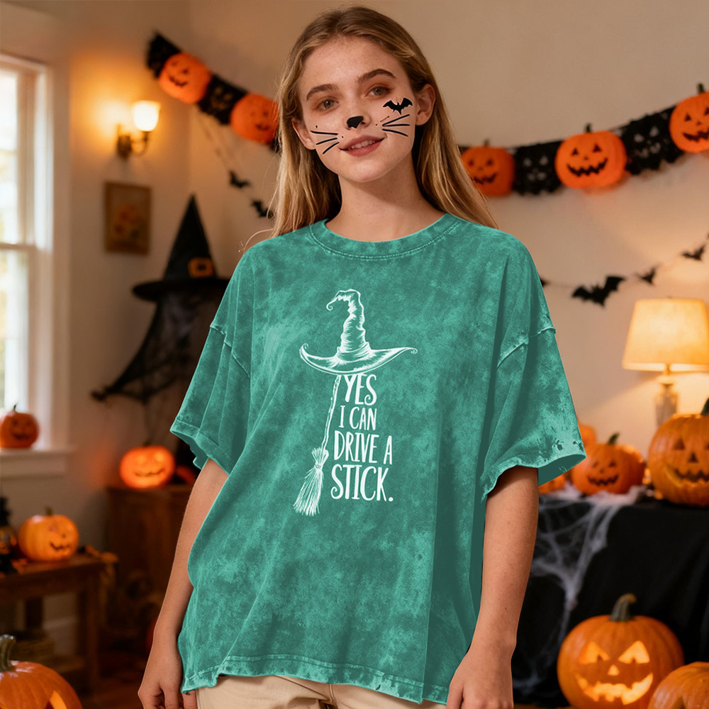 Yes I Can Drive A Stick T Shirt, Funny Halloween Witch Tee, Spooky Party Shirt, Cute Halloween Gift Top, Witchy Costume Outfit Gift