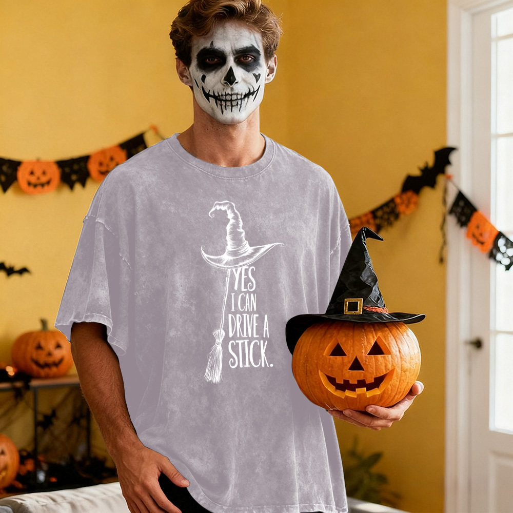 Yes I Can Drive A Stick T Shirt, Funny Halloween Witch Tee, Spooky Party Shirt, Cute Halloween Gift Top, Witchy Costume Outfit Gift