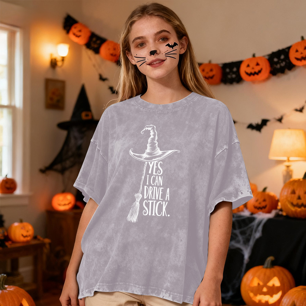 Yes I Can Drive A Stick T Shirt, Funny Halloween Witch Tee, Spooky Party Shirt, Cute Halloween Gift Top, Witchy Costume Outfit Gift