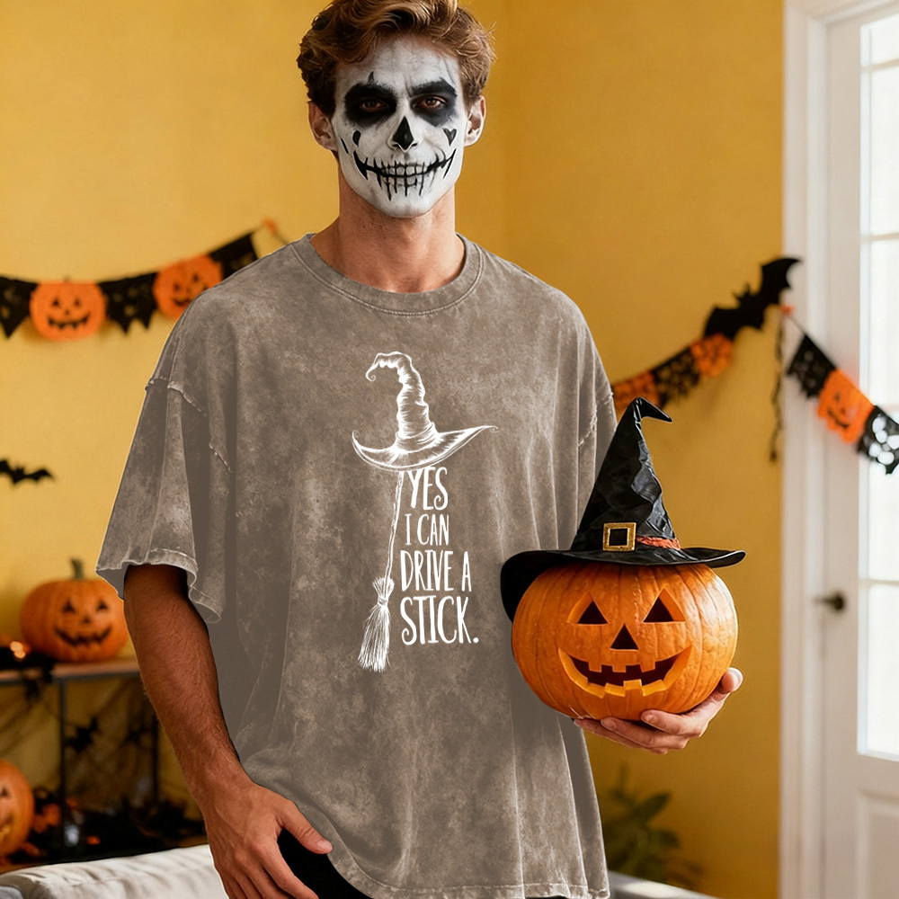 Yes I Can Drive A Stick T Shirt, Funny Halloween Witch Tee, Spooky Party Shirt, Cute Halloween Gift Top, Witchy Costume Outfit Gift