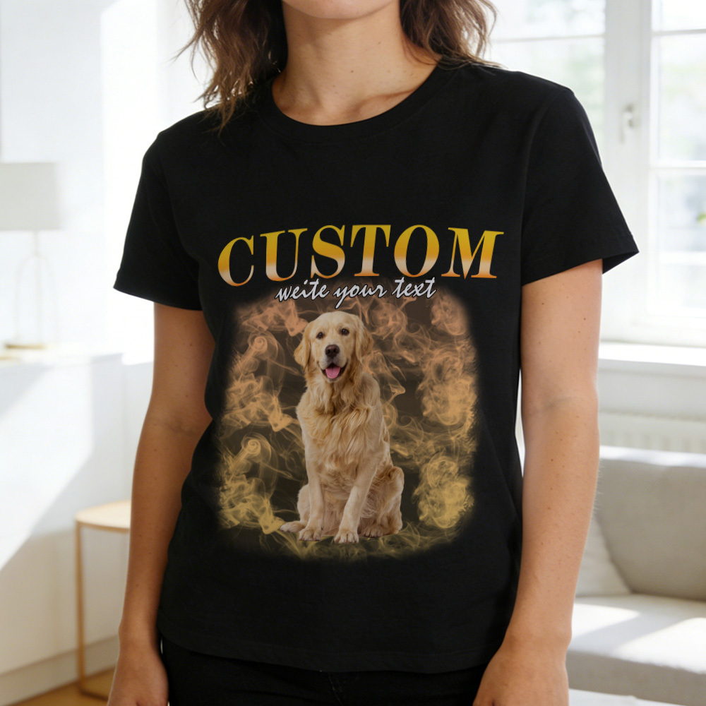 Custom Photo T-Shirt Personalized Vintage Style Pet Face T-Shirt Gift For Pet Lover - SantaSocks