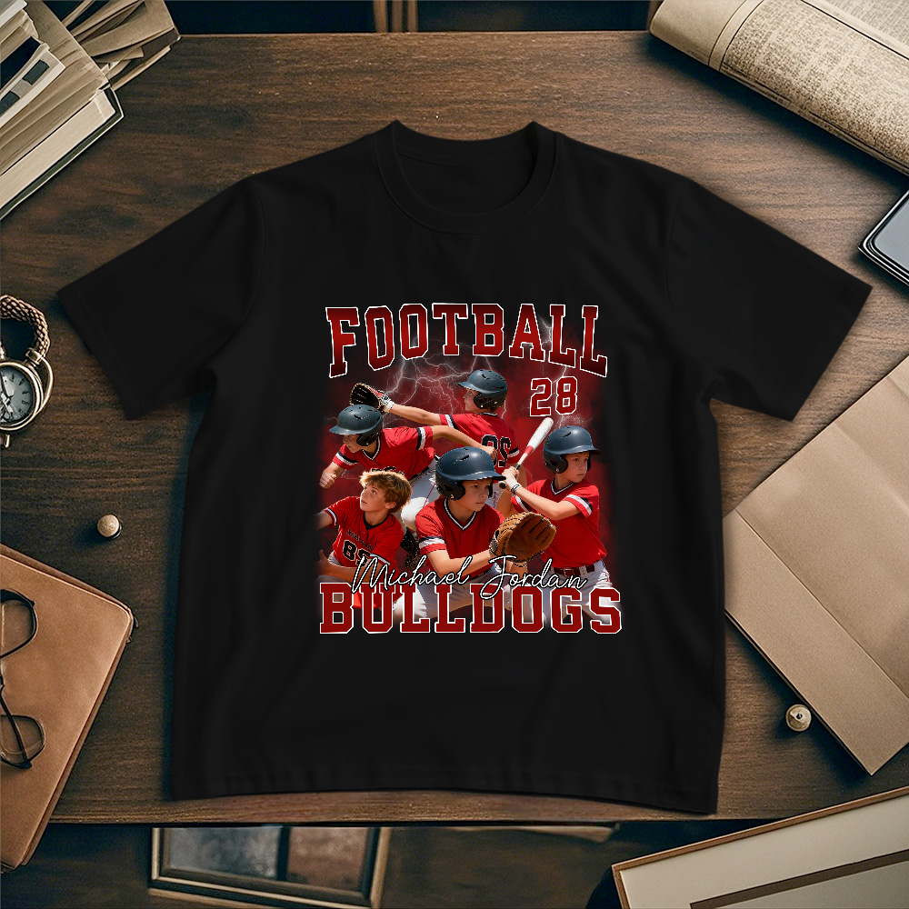 Personalized Photo T-Shirt Custom Black Number And Photo Sports Style Tee Gift for Fans - SantaSocks