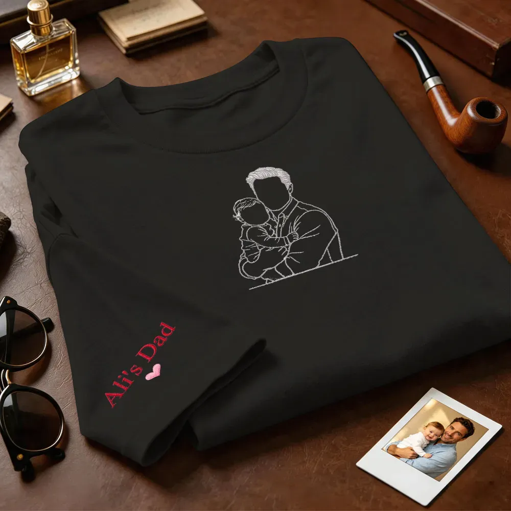Custom Full Color Embroidered Tshirt Couple/Dad/Mom Family Gift Personalized Fathers Day Gift Idea