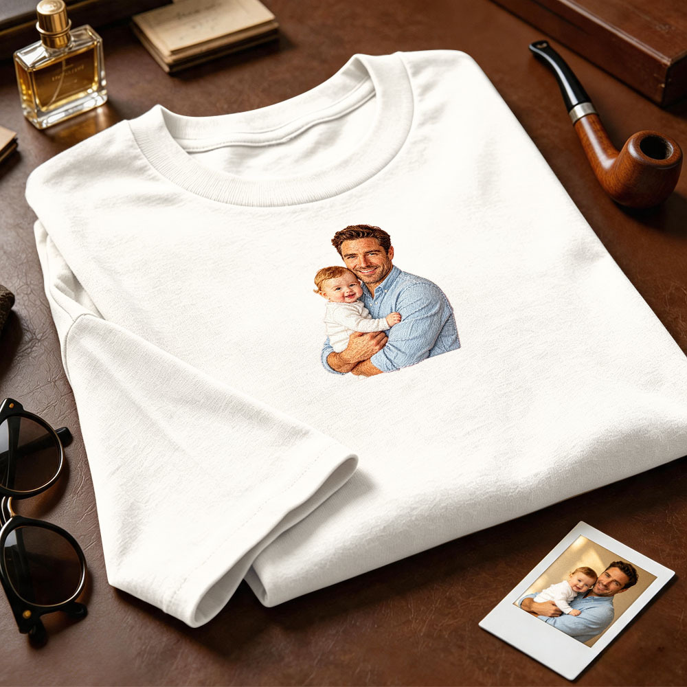 Custom Full Color Embroidered Sweatshirt Portrait Couple/Dad/Mom Family Gift Personalized Fathers Day Gift Idea