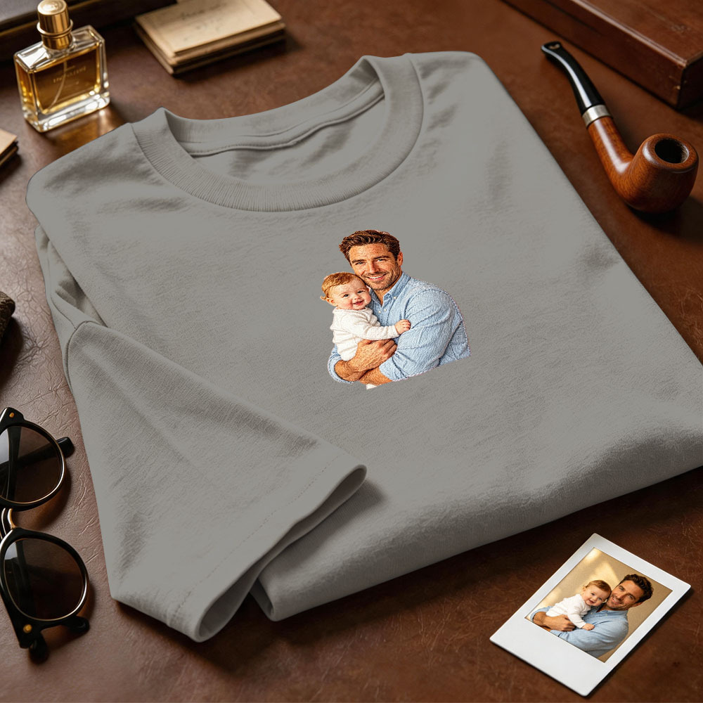 Custom Full Color Embroidered Sweatshirt Portrait Couple/Dad/Mom Family Gift Personalized Fathers Day Gift Idea