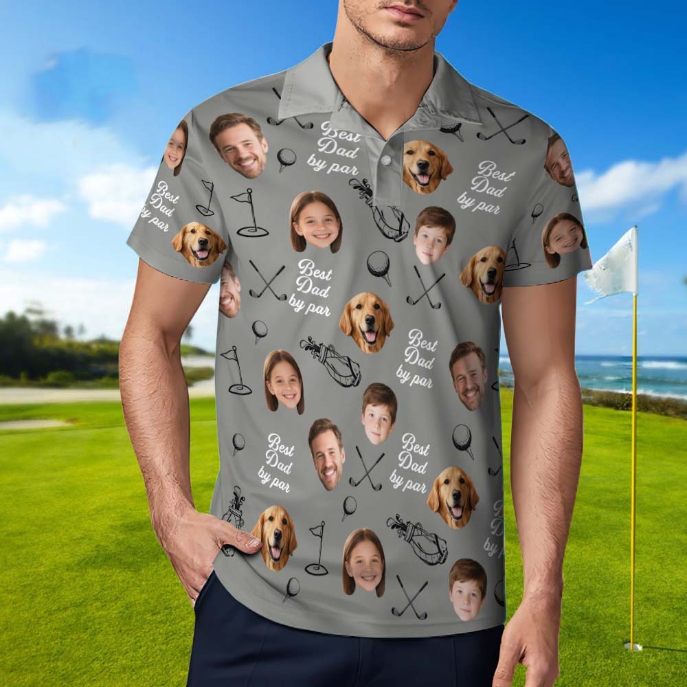 Dad By Par Custom Face Golfer; Short Sleeve Golf Shirt Gift For Husband, Father - SantaSocks