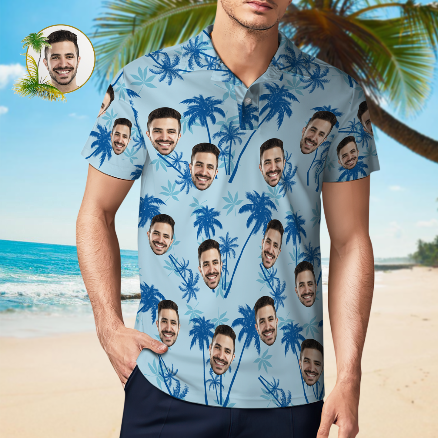 Custom Face Polo Shirt Personalized Funny Golf Shirts Put Your Face on Polos Shirt