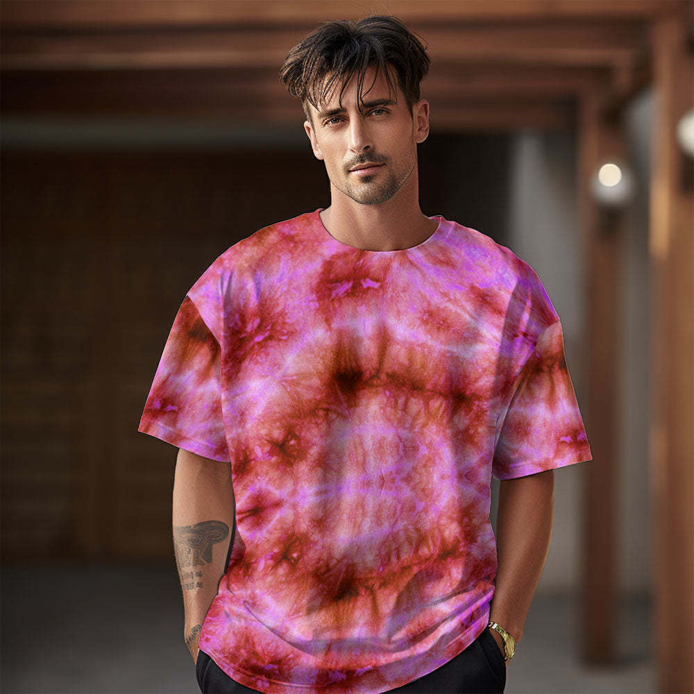 Tie Dye T-Shirts for Men Women Short Sleeve Mens Tie-Dye Shirts Summer Perfection Pink