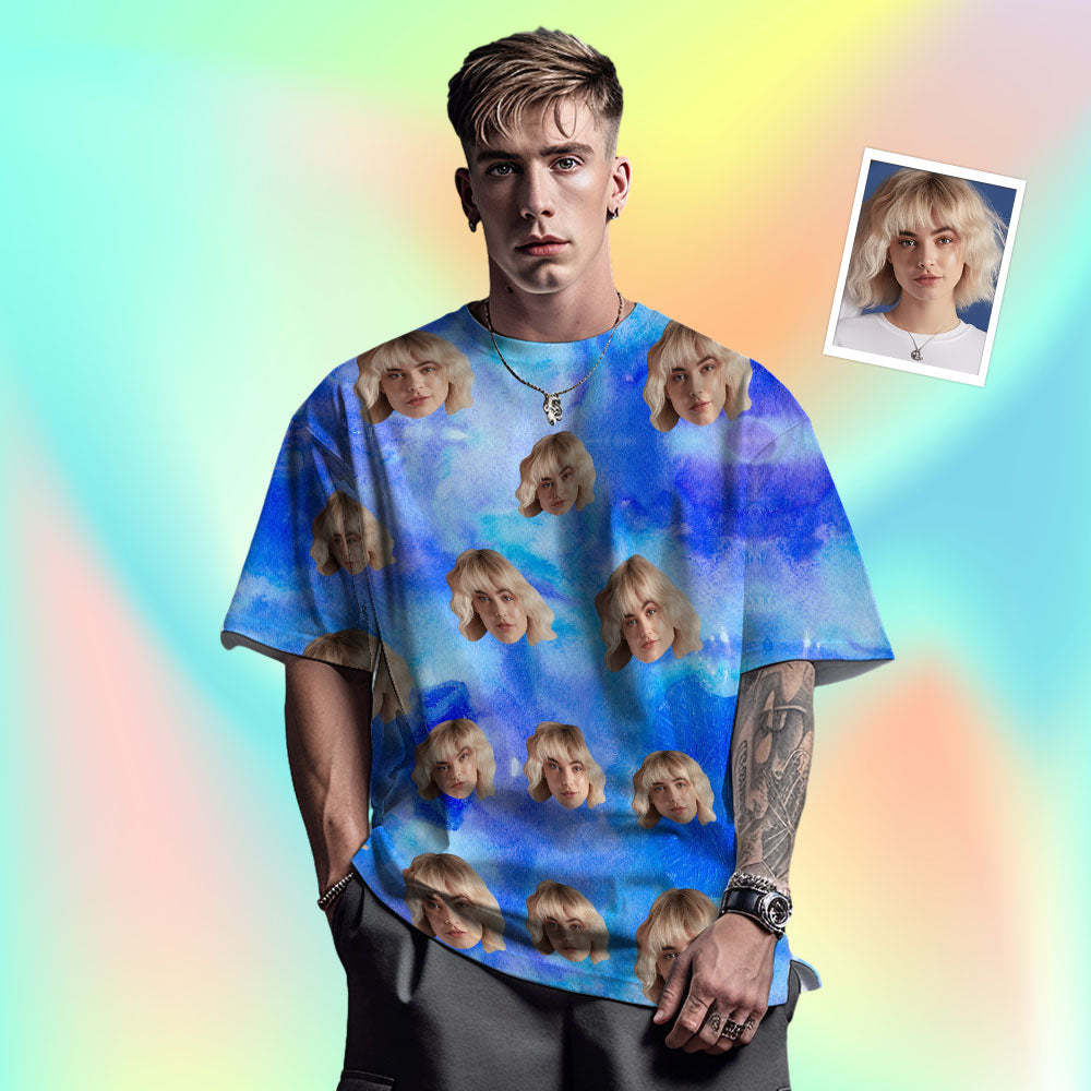 Custom Face Men's T-shirt Personalized Photo Funny Tie Dye T-shirt Gift For Men - MyFaceSocks