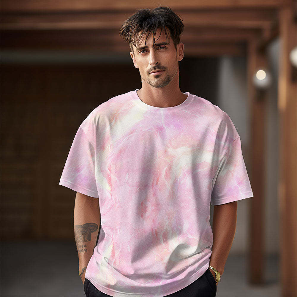 Tie-Dye Style T-Shirt for Him Romantic Summer Short Sleeve Mens