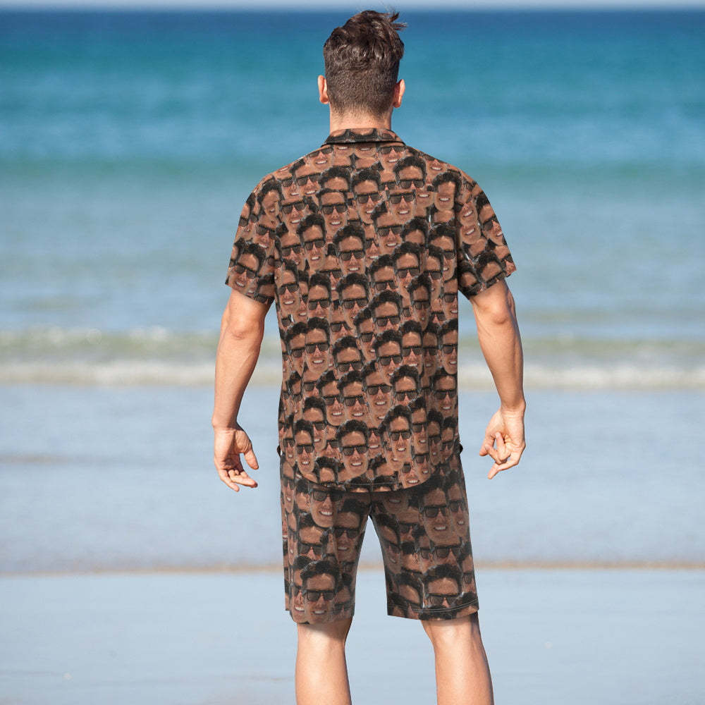 Custom Face Hawaiian Set Personalized Men's Photo Set Vacation Party Gift