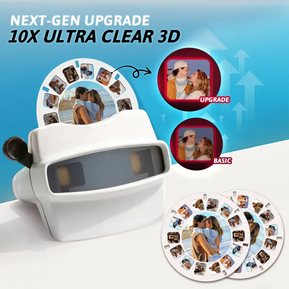 Custom 3D Viewfinder and Reel – Personalized Christmas Gift with your own photos Text and Photo Viewer Multiple Films Available Red Viewfinder