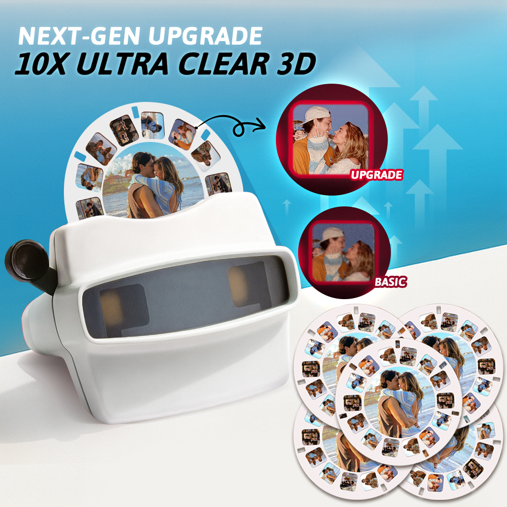 Custom Upgrade 3D Viewfinder and Reel – Personalized Gift with your own photos Text and Photo Viewer Multiple Films Available Valentine's Day Gifts