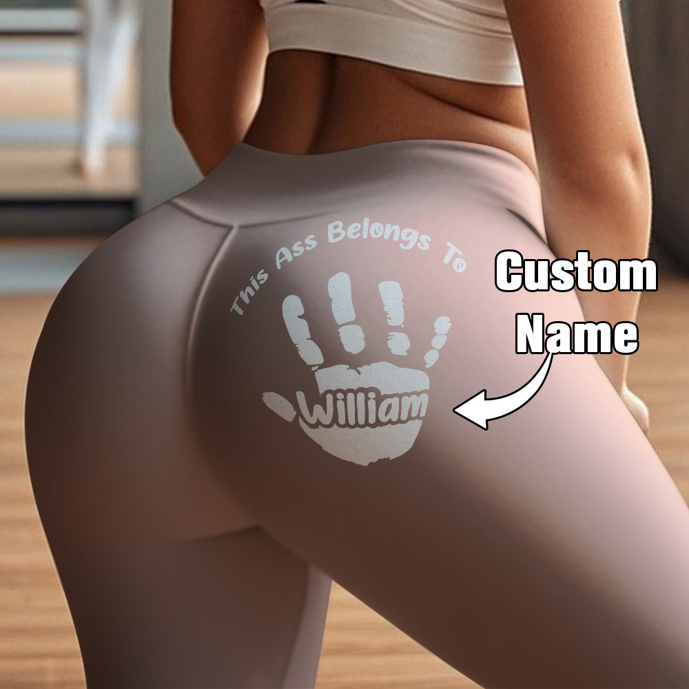 This ASS Belongs To - Naughty Gifts For Wife, Girlfriend - Personalized Flare Leggings
