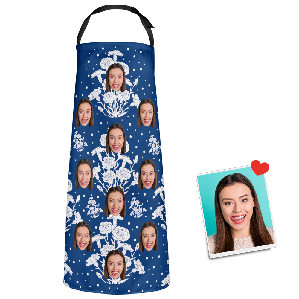 Mother's Day Gifts - Custom Face Apron Carnation Mother's Day Gifts