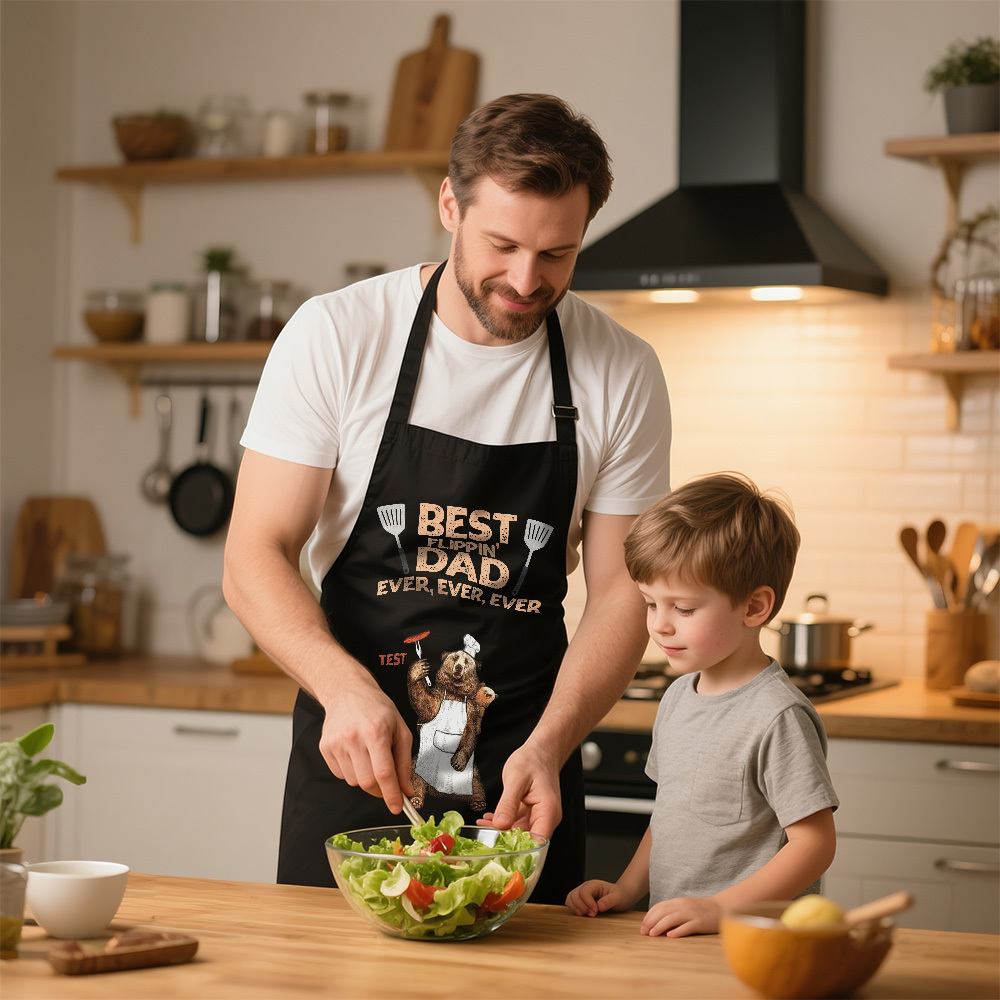 Custom Photo Hot Grill Cool Dad Family Personalized Custom Apron Gift For Dad Grandpa