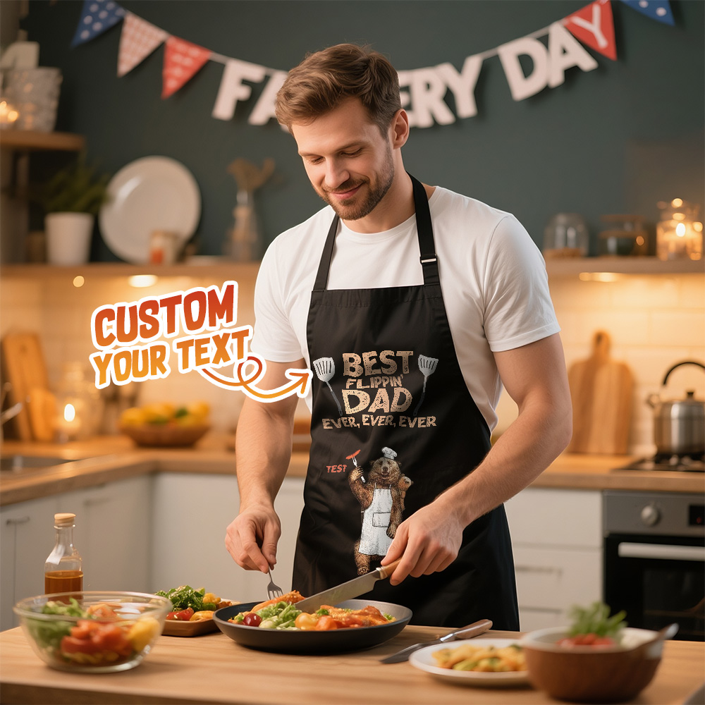 Custom Photo Hot Grill Cool Dad Family Personalized Custom Apron Gift For Dad Grandpa