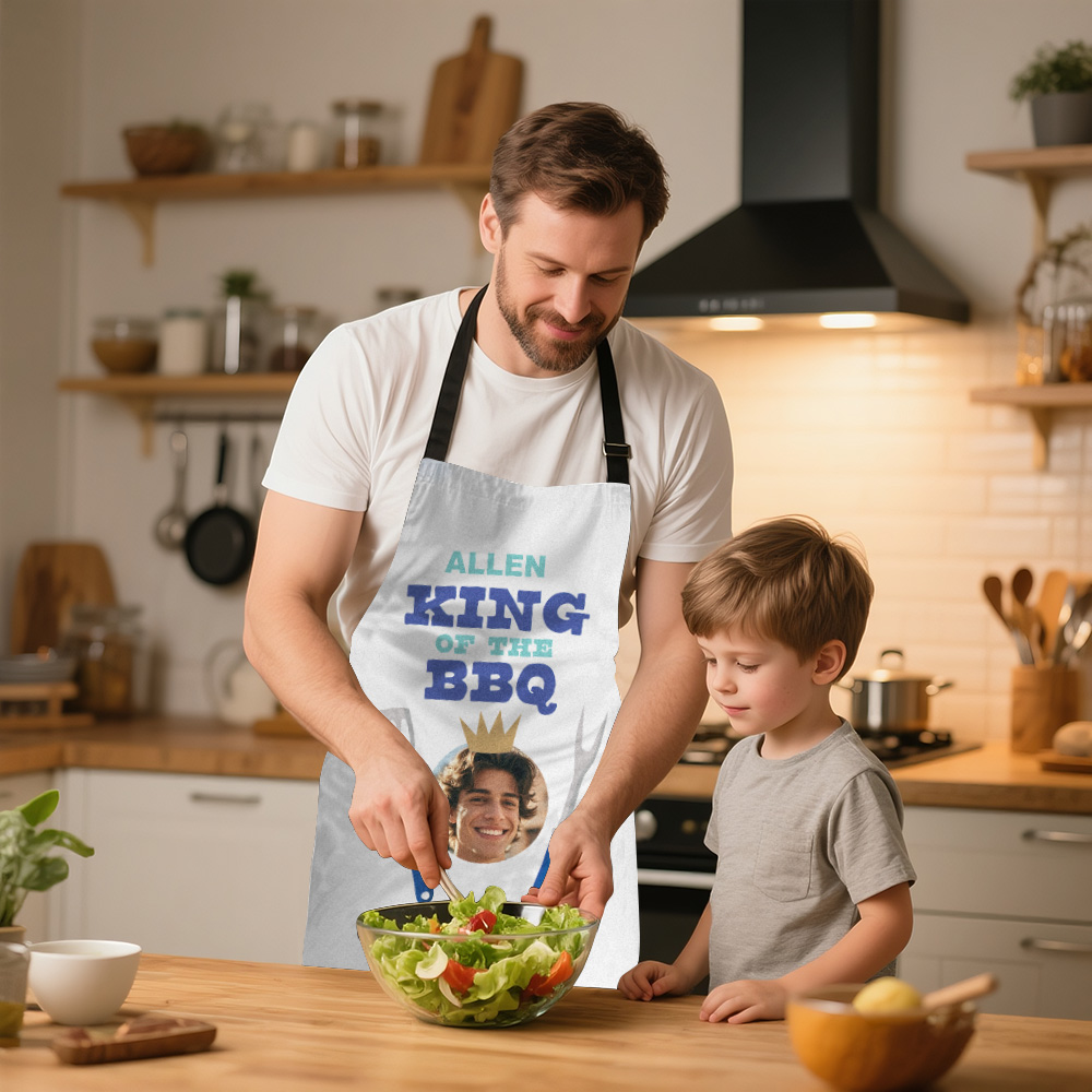Custom Face Photo Apron Personalized KING OF THE BBQ Fathers Day Apron Gift