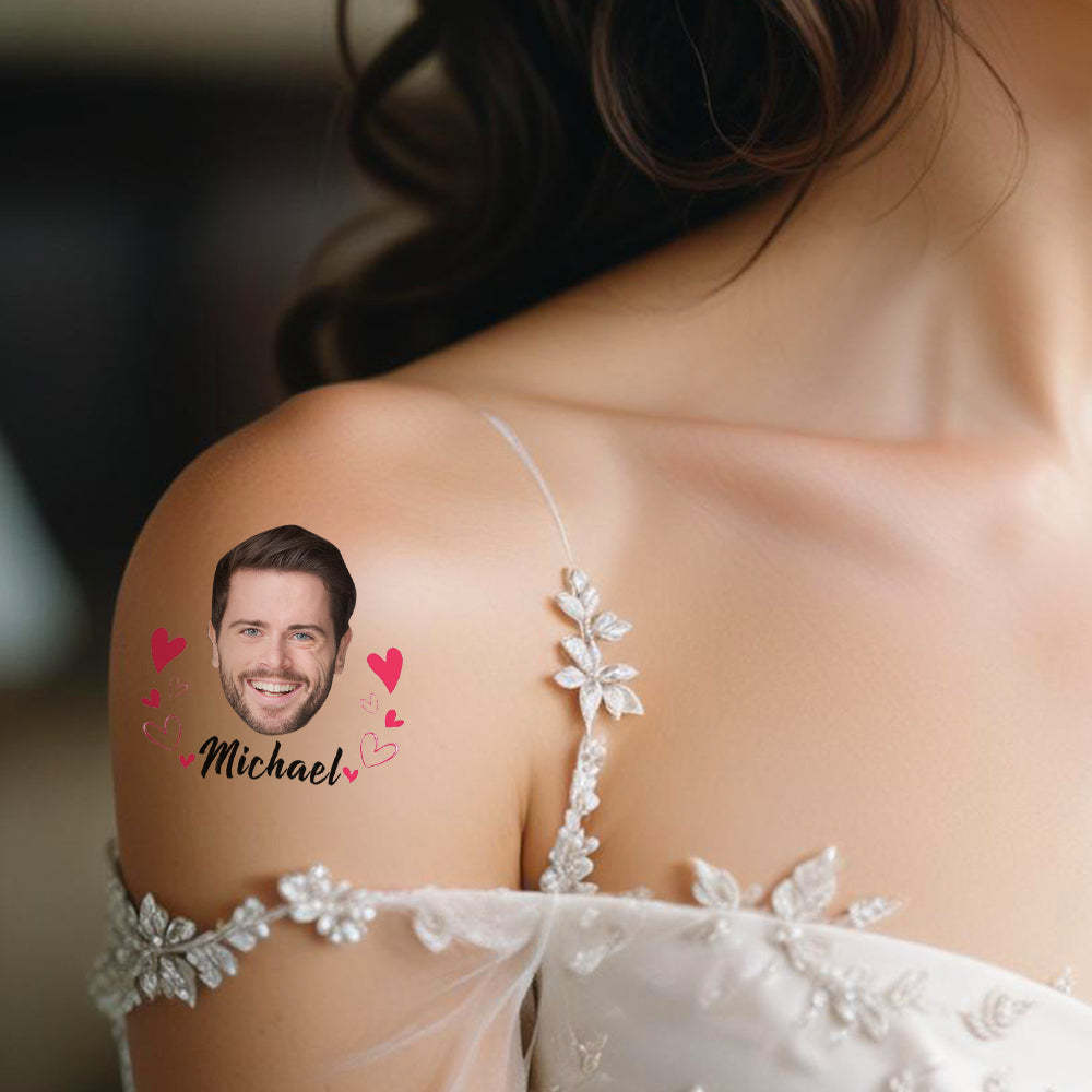 Personalized Waterproof Temporary Face Photo Tattoo Stickers with Name Set of 15 Bachelorette Party Birthday Wedding Favors - SantaSocks