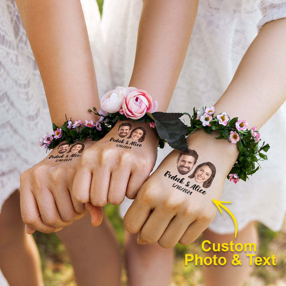 Personalized Waterproof Temporary Face Photo Tattoo Stickers with Name Set of 15 Bachelorette Party Birthday Wedding Favors - SantaSocks