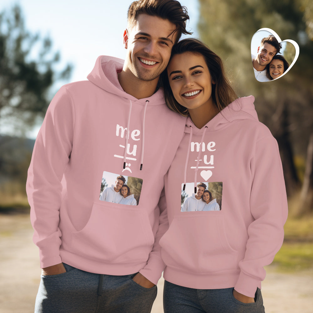 Custom Photo Couple Matching Hoodies Me+U Me-U Personalized Hoodie Valentine's Day Gift