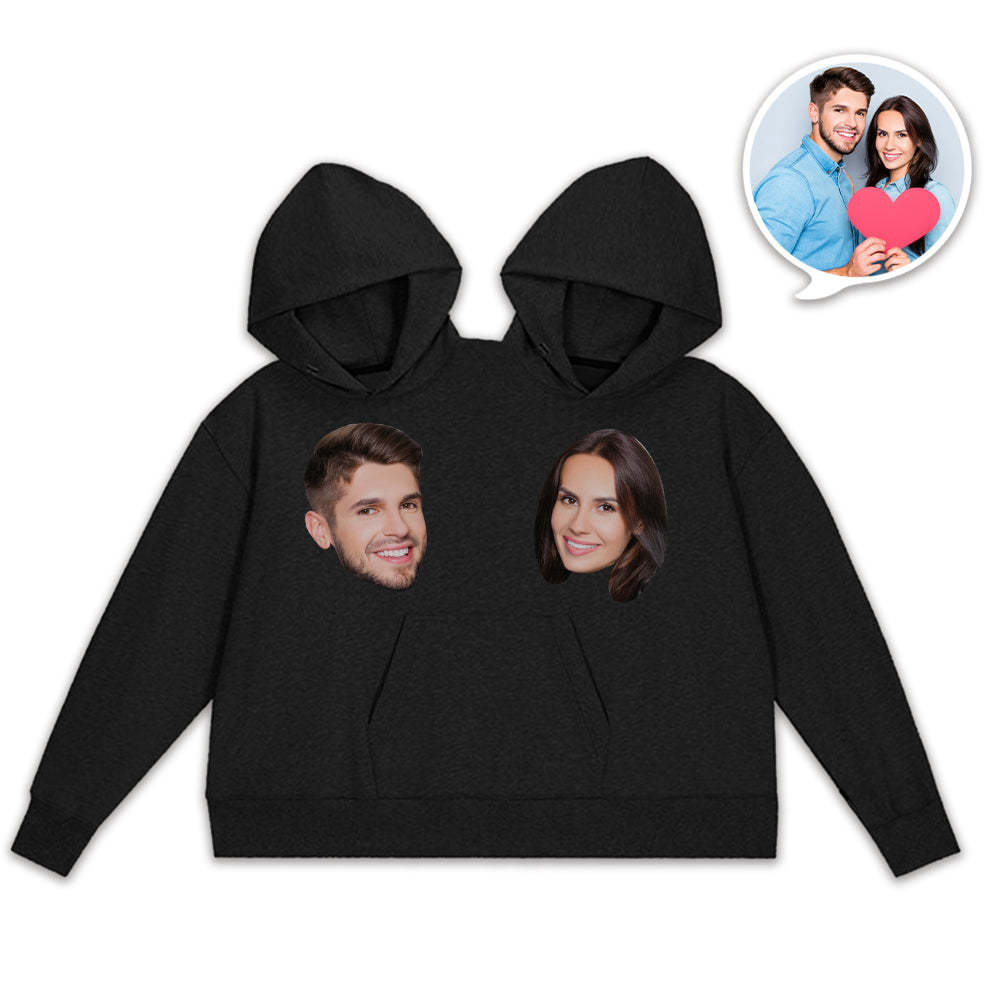 Custom Face Couples Photo Intimate One Piece Sweatshirt Hoodie Love Pajamas